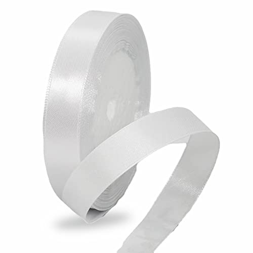 Geschenkband weiß 15mm Breit, 23 Meters Satinband Weiss Geschenkbänder Stoff Schleifenband Dekoband zum Geschenkverpackung, Bastelarbeiten, Geburtstag und Hochzeitsdekoration von ALOHOVME