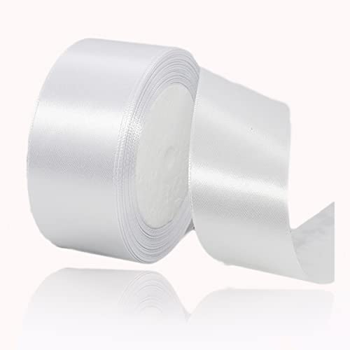 Geschenkband weiß 40mm Breit, 23 Meters Satinband Weiss Geschenkbänder Stoff Schleifenband Dekoband zum Geschenkverpackung, Bastelarbeiten, Geburtstag und Hochzeitsdekoration von ALOHOVME