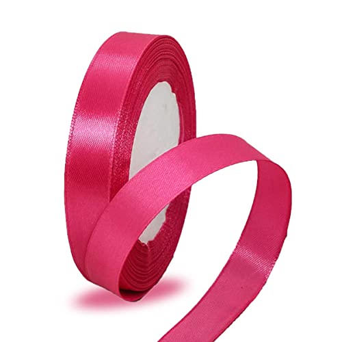 Hot Pink Schleifenband 15 mm, 23 Meter Satin-Stoffband zum Basteln, Geschenkverpackungen, Luftballons, Blumenstrauß, Kuchendekoration, Haarschleifen, Nähen, Babyparty und Hochzeitsfeier von ALOHOVME