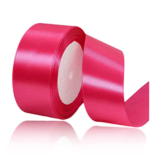 Hot Pink Schleifenband 40mm, 23 Meter Satin-Stoffband zum Basteln, Geschenkverpackungen, Luftballons, Blumenstrauß, Kuchendekoration, Haarschleifen, Nähen, Babyparty und Hochzeitsfeier von ALOHOVME