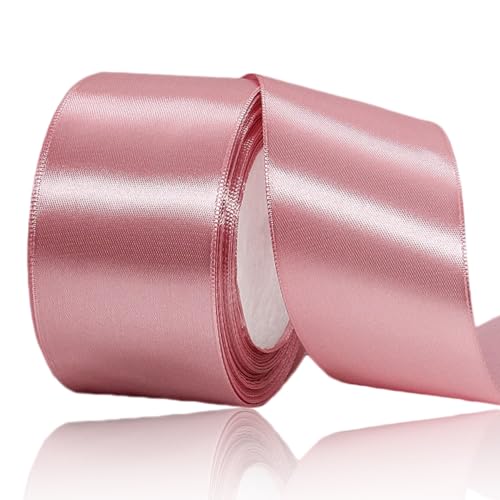 Satinband Roségold 50mm Breit, 23 Meters Geschenkband Rose Rosa Satinbänder Stoff Altrosa Schleifenband zum Geschenkverpackung, Weihnachten, Bastelarbeiten, Geburtstag und Hochzeitsdekoration von ALOHOVME