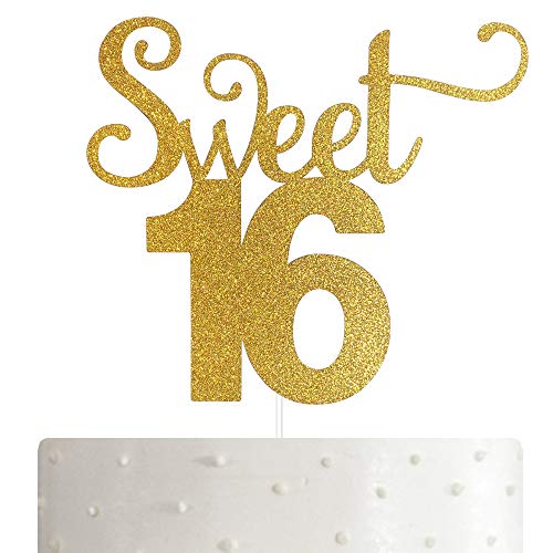 Sweet 16 Cake Topper 16 Birthday Cake Topper Happy Birthday Party Dekoration mit Gold Glitzer von ALPHA K