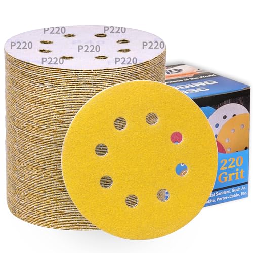 100 Stück Schleifpapier 125mm Klett 220 Körnung Schleifscheiben für Exzenterschleifer 8 Loch Schleifblätter Profi Für Holz Metall Entrosten und Farbe von ALPXUXP