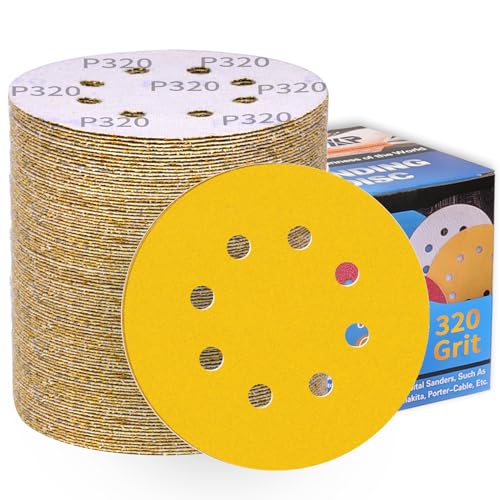 100 Stück Schleifpapier 125mm Klett 320 Körnung Schleifscheiben für Exzenterschleifer 8 Loch Schleifblätter Profi Für Holz Metall Entrosten und Farbe von ALPXUXP