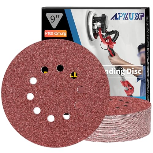 ALPXUXP Schleifpapier 225mm Klett 100 körnung 10-Loch Schleifscheibe für Trockenbauschleifer ​Schleifgiraffe Rund Schleifpapier(25 Stück) von ALPXUXP