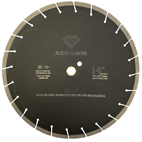 ALSKAR DIAMOND 35,6 cm (14 Zoll) Heatwave Dry Asphalt Schneiden Segmentierte Diamantsägeblätter (35,6 cm Asphaltschnitt) von ALSKAR DIAMOND