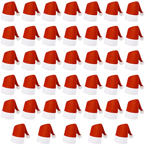 ALTcompluser Mini Weihnachtsmütze, 40 Stück Weihnachtsmann Mütze Weihnachten Weinflasche Abdeckung Filz Kleine Nikolausmützen, DIY Xmas Home Party Tischdekoration, Candy Covers für Kinder Kinder Craft von ALTcompluser