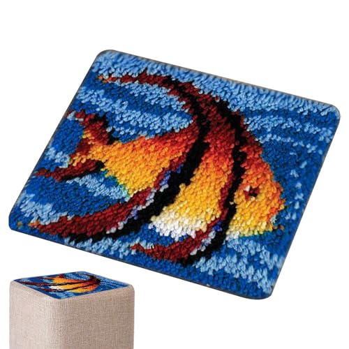 ALWIDA Knüpfhaken-Kits, 30 x 30 cm, Garnteppich-Hakensets, Teppichherstellungs-Set, Teppichherstellungs-Set mit bedruckter Leinwand für Damen und Herren, zur Heimdekoration von ALWIDA