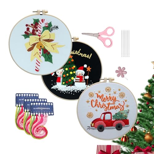 ALWIDA Stickset Weihnachten | Anfänger Weihnachten Ornament Needlepoint Kits - Exquisite Weihnachtsmuster Strickset, Weben Zubehör für Familien, Freunde von ALWIDA