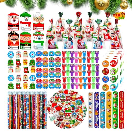 ALWIDA Weihnachtliche Geschenktüten für Kinder, Schreibwaren, Partyzubehör, Bleistift, Leckerlibeutel, Klassenzimmer, Schreibwaren, Strumpffüller, Belohnungsfüller, Großpackung Spielzeug für Karneval, von ALWIDA