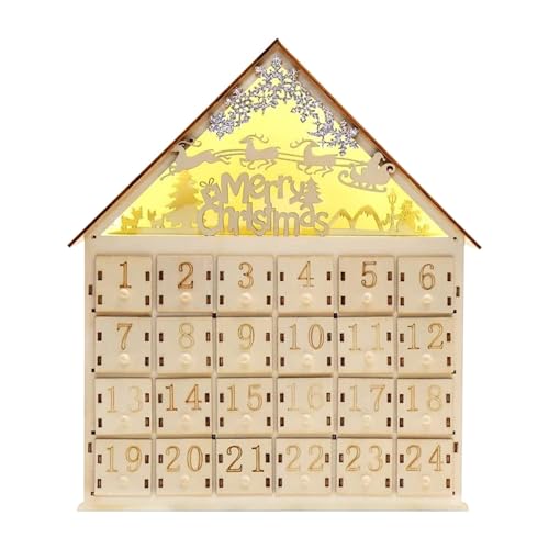 Adventskalender aus Holz – Weihnachts-Countdown-Adventskalender | 24 Tage Countdown Elchhaus Adventskalender Kit | Adventskalender mit Schubladen | Frohe Weihnachten Adventsbox für Kinder Erwachsene von ALWIDA