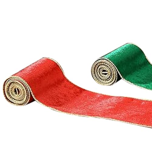 Weihnachtsbaumband – Polyesterband, rotes Weihnachtsband, Bastel-Stoffbänder, 2 Rollen, Samt und Satin, wendbar, 6,3 cm x 4,5 m, weihnachtliche dekorative Geschenkbänder für Kranzschleife von ALWIDA