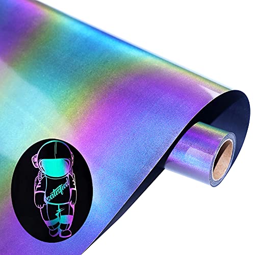 Reflective Heat Transfer Vinyl Rainbow HTV Vinyl Rolls Pack 12 Inch x 7 Feet Iron on Vinyl for T-Shirts DIY Design, Cricut & Silhouette Cameo for Heat Press Machine(Rainbow HTV Vinyl von ALXAZA