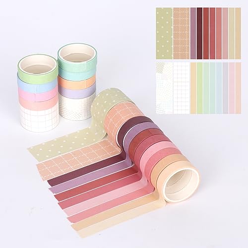 ALXBSONE Washi Tape Set,20 Rolls Abklebeband, Klebeband Bunt, Masking Tape für Scrapbooking Diy Handwerk Grundlegendes Muster(Set03) von ALXBSONE