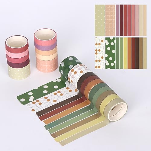 ALXBSONE Washi Tape Set,20 Rolls Abklebeband, Klebeband Bunt, Masking Tape für Scrapbooking Diy Handwerk Grundlegendes Muster(Set04) von ALXBSONE