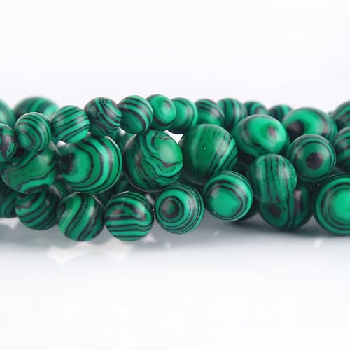 ALZLDYS 6 mm grüne Malachit-Perlen, rund, glatt, lose Perlen für Schmuckherstellung, Armband, Halskette, 38,1 cm, grüner Malachit von ALZLDYS