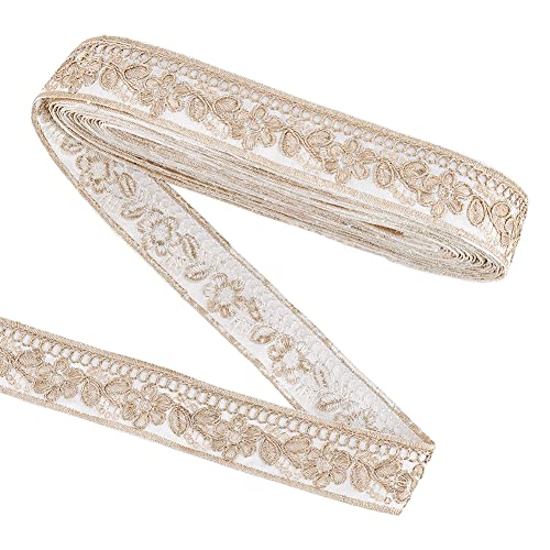 Vintage-Jacquardband, Jacquard-Stickband, Besatz for dekorativen Nähen, Vintage-Jacquardbandbesatz mit Blumenmuster(White) von ALturN