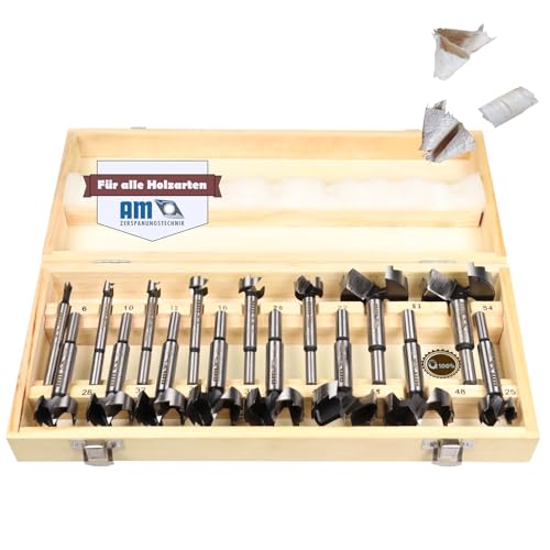 AM-Zerspanungstechnik Forstnerbohrer Set Ø6-54mm | Professionelles Holzbohrer Set 16tlg. | Topfbohrer Holz | Astlochbohrer | Forsterbohrerset von AM-Zerspanungstechnik