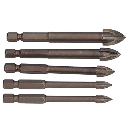 Cross Tile Drill Bits Set: Multi Funktionaler Bohrer, Carbid Hex Shank Betonlochöffner für Glas und Keramikfliesen (5Pcs) von AMAKO