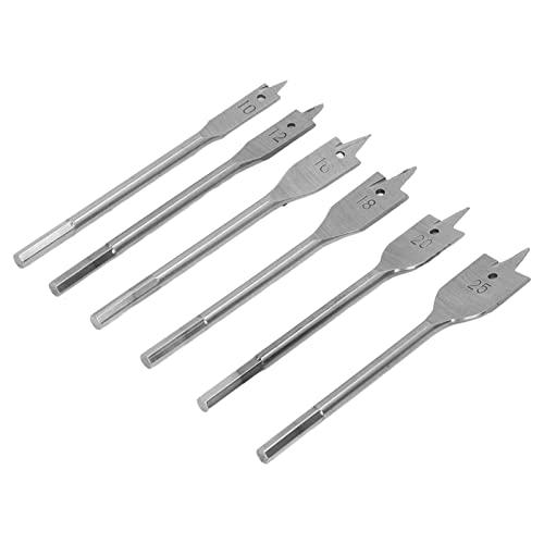 Spatenbohrbit mit 3 Schnittkanten, Hex Shank mit Hohem Kohlenstoffstahl, Ideal für Holzbearbeitungsprojekte, Silber Finish (6Pcs) (Silber) von AMAKO