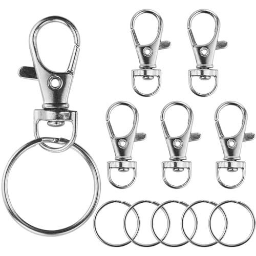 15 Stücke Schlüsselring Karabiner, Schlüsselring, Schlüsselanhänger Ringe, Schlüsselanhänger Clip Haken und Schlüsselringe, Schwenk 360° Drehbar, für Schlüsselanhänger, DIY, Basteln von AMANDELIZABE