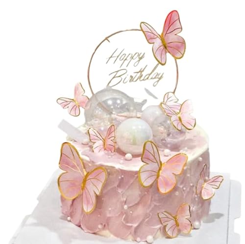 22 Stück Schmetterlinge Torten Deko, Tortendeko Schmetterling, 3D Dreidimensional Schmetterlinge Deko Torte, Tortendeko Geburtstag Schmetterling Cupcake Topper (Rosa & Lila) von AMANDELIZABE