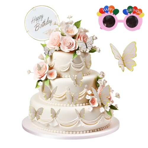 4 StüCk Schmetterling-Cupcake-Topper, Schmetterling-Cupcake-Topper, Kuchen-Topper, Schmetterling-Cupcake-Topper FüR Kuchendekoration, Hochzeit, Babyparty von AMANDELIZABE