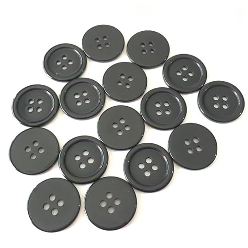 Knöpfe Harz Buttons 25mm Schwarz Knopf 4 Löcher Knöpfen zum Basteln 22 Stück Rund Hemdknöpfe mit aufbewahrungsbox für Kleider Nähen DIY Handwerk und Deko von AMANDELIZABE