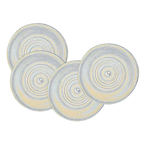 AMAXRcsy Gewebte Tischsets, Dicker, 38 cm, rund, aus Baumwollgarn, wärmeisolierende Tischsets, 4er-Set (blau) (Farbe: 38 cm) von AMAXRcsy