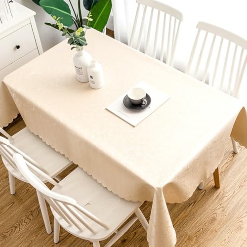 AMAXRcsy Quadratische Tischdecke, 140 x 140 cm, Blättermuster, für Esszimmer, Champagner (Champagner 87l 55w Inch) von AMAXRcsy