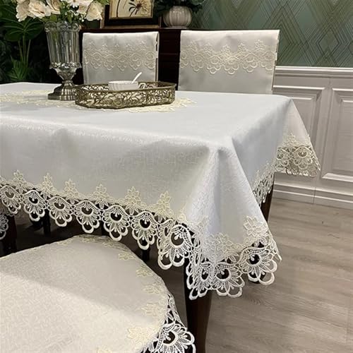 AMAXRcsy Runde Spitzentischdecken, Stickereien, rechteckige, runde Tischdecke, Blumenmuster, Elegante, ausgehöhlte Tischdecke, Läufer, Handtücher (a 180 x 270 cm) (i 140 x 200 cm) von AMAXRcsy