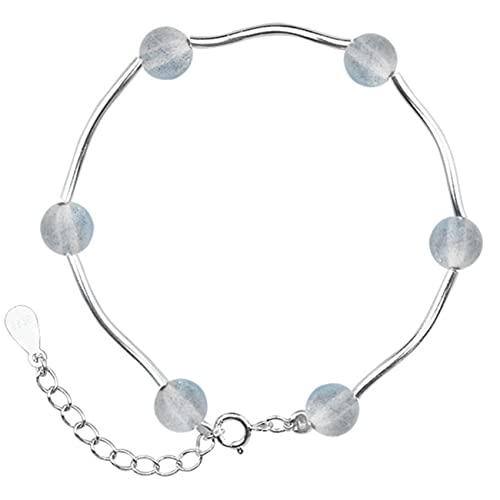 AMAXRcsy S925 Sterling Silber Armband für Frauen Edelstein Mondstein Reiki Kristall Chakra Perlen Reichtum Urlaub Schmuck Geschenke Weihnachten/Jahrestag Handgelenk Dekoration von AMAXRcsy