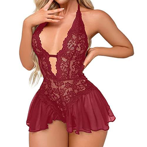 AMAXRcsy Schrittoffenes, freches, schmeichelhaftes, sexy Damen-Dessous, freches Damen-Dessous-Set, Netzstoff, klare Spitze (Rd1 L) von AMAXRcsy