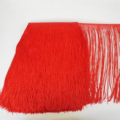 AMAXRcsy Seidenband zum Basteln, 10 Meter, 50 cm lang, Spitzenfransenbesatz, Quastenbesatz, DIY-Kleider, Bühnenkleidungszubehör (Farbe: Himmelblau) (Rot, Einheitsgröße) von AMAXRcsy