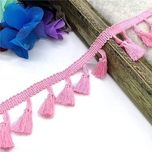 AMAXRcsy Seidenband zum Basteln, 2 Yards, Spitzenbesatz zum Nähen, Quaste, Fransen, Baumwolle, ethnische Kleider, Bühnenkleidung, Vorhänge, dekorativ, DIY (Farbe: Marineblau) (Rosé, Einheitsgröße) von AMAXRcsy