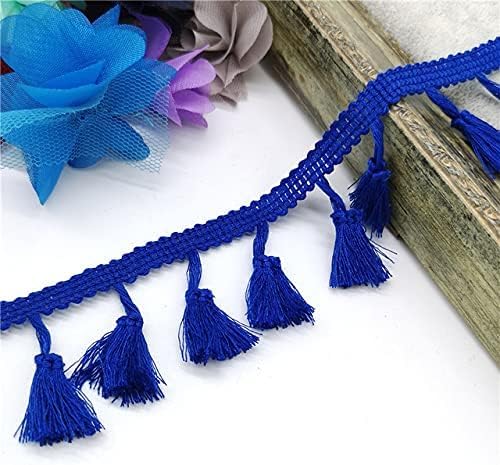 AMAXRcsy Seidenband zum Basteln, 2 Yards, Spitzenbesatz zum Nähen, Quaste, Fransen, Baumwolle, ethnische Kleider, Bühnenkleidung, Vorhang, dekorativ, DIY (Farbe: Marineblau) (Blau, Einheitsgröße) von AMAXRcsy