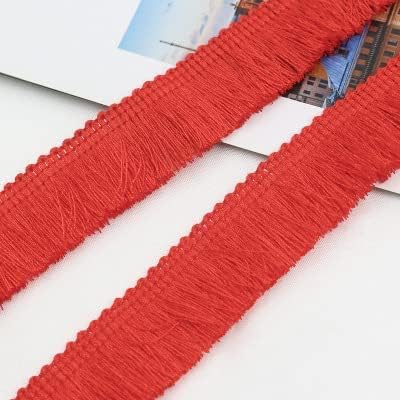 Seidenband zum Basteln, 1 m, dicke Quastenborte, 2,5 cm breit, Polyester, für Vorhänge, Kissen, Ohrringe, Taschen, Kleidung, dekorative Spitzenfransen zum Nähen (Farbe: Rosa fluoreszierend) (Rot, Einh von AMAXRcsy