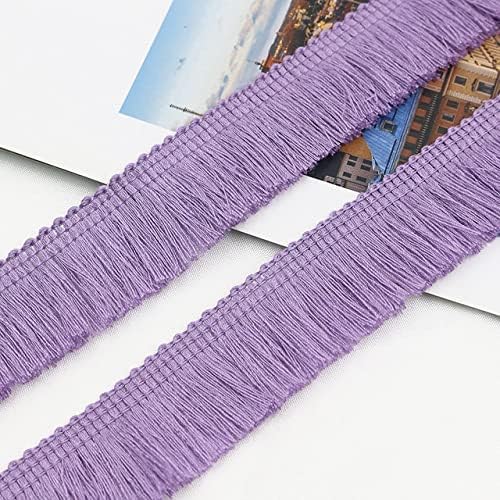 Seidenband zum Basteln, 1 m, dicke Quastenborte, 2,5 cm breit, Polyester, für Vorhänge, Kissen, Ohrringe, Taschen, Kleidung, dekorative Spitzenfransen zum Nähen (Farbe: Rose fluoreszierend) (lavendel, von AMAXRcsy