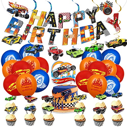 Fire Race Car Happy Birthday Ballon Set Latex Ballons Party Dekoration Kit von AMAZOC