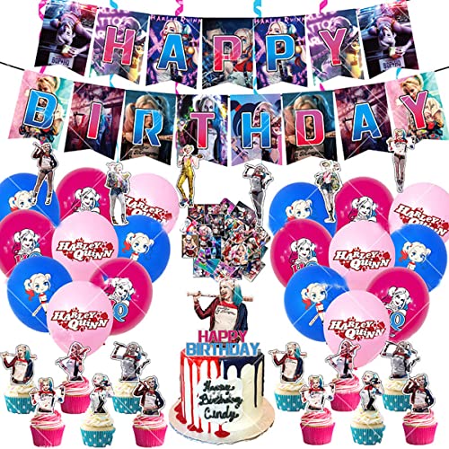 Harleys Quinns Happy Birthday Ballon Set Latex Ballons Party Dekoration Kit von AMAZOC