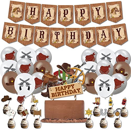 Western Cowboy Happy Birthday Ballon Set Latex Ballons Party Dekoration Kit von AMAZOC