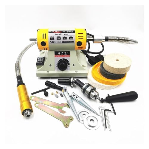 Edelstein-Polierset Poliermaschine DIY. Holzbearbeitungs-Jade-Schmuckbank-Drehmaschine-Motorschleifmaschine mit flexiblem Wellenschlauch 0,4-6,5 mm 22 0V / 350W für Edelsteine, Körnungen und Heimwerke von AMAZWI