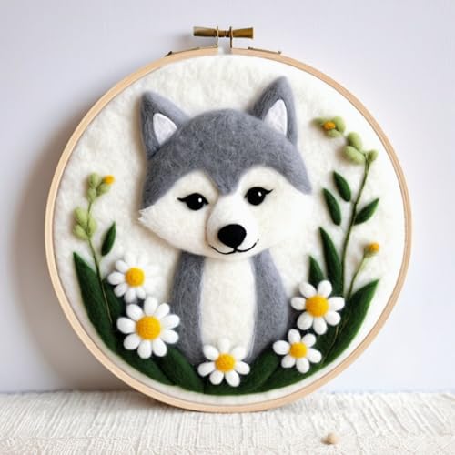 Filzen Starterset Cartoon-Wolf-Tier Diy-Nadelfilz-Starter-Set Aus Wolle,Nadelfilzs-Kits Mit Schaumstoffunterlage,Anleitung,Für Die Heimdekoration 20x20cm Filzen Starterset Cartoon-Wolf-Tier Diy-Nadelfilz-Starter-Set Aus Wolle,Nadelfilzs-Kits Mit Schaumstoffunterlage,Anleitung,Für Die Heimdekoration 20x20cm von AMBATTERY