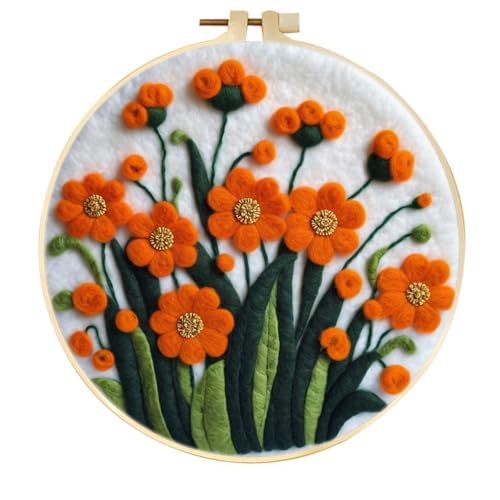 Filzen Starterset Fantasie-Cartoon-Orangenblume Wollfilz-Starter-Set,Filzmalerei Anfänger-Sets Mit Bilderrahmen,Schaumstoffunterlage Und Anleitung 20x20cm Filzen Starterset Fantasie-Cartoon-Orangenblume Wollfilz-Starter-Set,Filzmalerei Anfänger-Sets Mit Bilderrahmen,Schaumstoffunterlage Und Anleitung 20x20cm von AMBATTERY