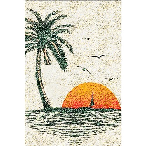 Landschaft Handarbeit Set Für Erwachsene Sonnenaufgang Am Meer Latch Hook Rug Kit Mit Latch Hook Diy Teppich, Latch Hook Teppich Herstellung, Diy Teppich Für Home Decor Für Teenager Und Er 20x15in von AMBATTERY