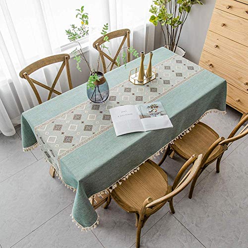 AMCER Indoor Tischdecke 120x155cm, Stoff Tischwäsche, Wasserabweisend Staubdichte Schimmelbeständig Anti Fading, Für Deko Hochzeit Hotel Restaurant Cafe Gastronomie - Grün von AMCER