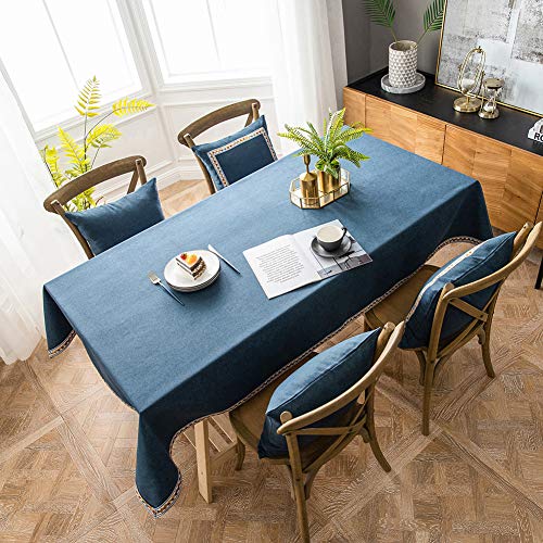 AMCER Indoor Tischdecke 90x180cm, Tischdecke aus Leinen, Waschbare Anti Falten Fleckschutz pflegeleicht abwaschbar, Für Home Küche,Esszimmer,Hof - Blau AMCER Indoor Tischdecke 90x180cm, Tischdecke aus Leinen, Waschbare Anti Falten Fleckschutz pflegeleicht abwaschbar, Für Home Küche,Esszimmer,Hof - Blau von AMCER