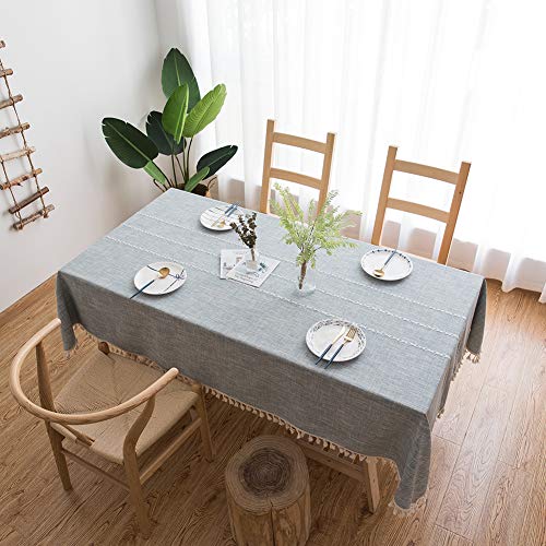 AMCER Tischdecke Rechteckige 120x185cm, Stoff Tischwäsche, Schmutzabweisend Ölbeständig Fleckschutz pflegeleicht abwaschbar, Cafe,Party oder,Buffettisch - Grau von AMCER