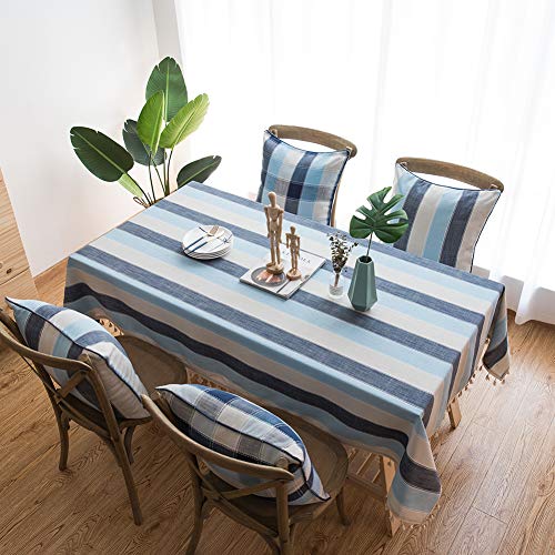 AMCER Tischtuch 90x125cm, Stoff Tischwäsche, Schmutzabweisend Ölbeständig Schimmelbeständig Anti Fading, Für Deko Hochzeit Hotel Restaurant Cafe Gastronomie - Blau von AMCER