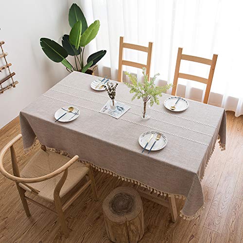 AMCER Tischdecke Rechteckige 70x100cm, Tischdecke aus Leinen, Wasserabweisend Staubdichte Fleckschutz pflegeleicht abwaschbar, Für Deko Hochzeit Hotel Restaurant Cafe Gastronomie - Braun von AMCER